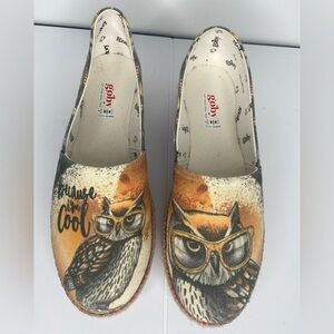 Goby Owl Print Slip-On Shoes